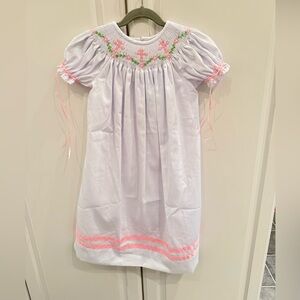 NEW Classic Whimsy Cross and Vine White Smocked Dress